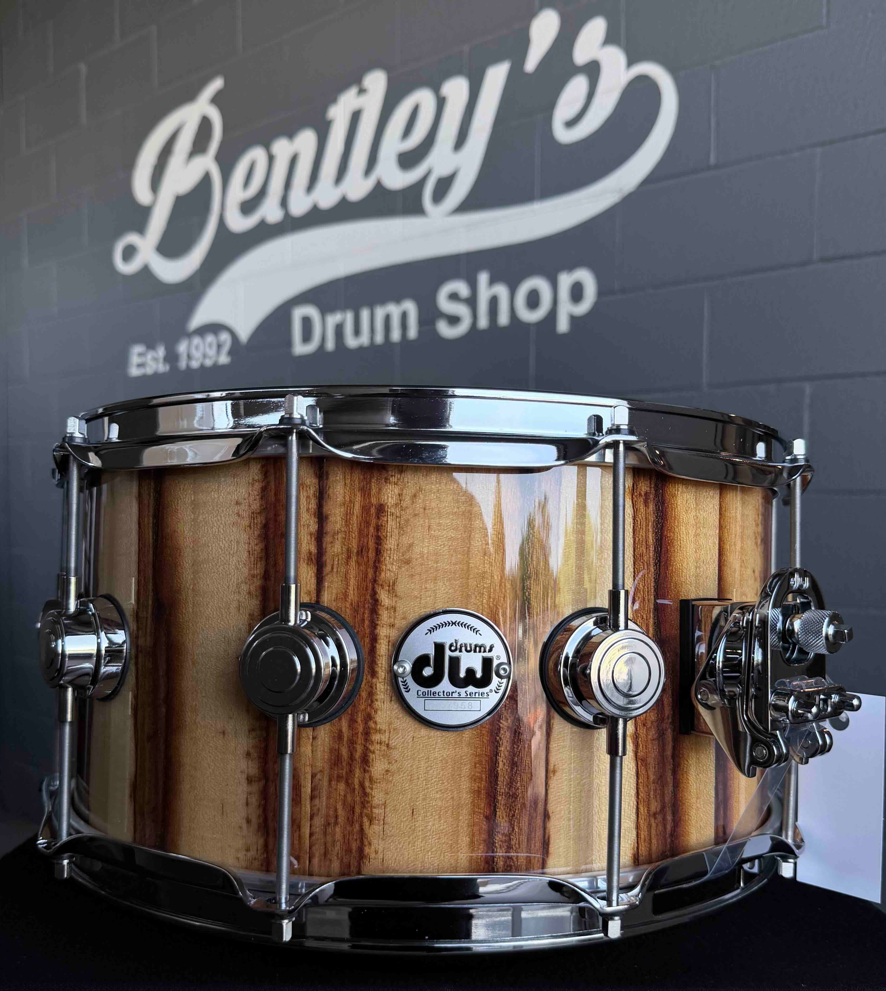 ~WOW!~ DW Collector's Series 333 Pure Maple 7x14 Snare Drum in Natural Gloss Lacquer over Exotic African Chechen with Chrome Hardware